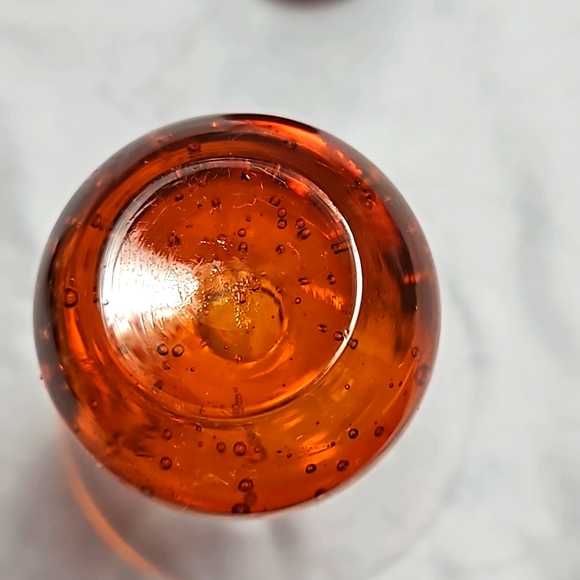 Vintage E Cointreau Martini Cocktail Glasses (2) Orange Bubble Ball Stem - Picture 4 of 4